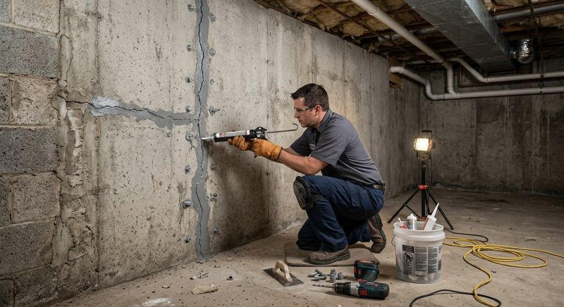 Basement Crack Repair in Taunton, MA