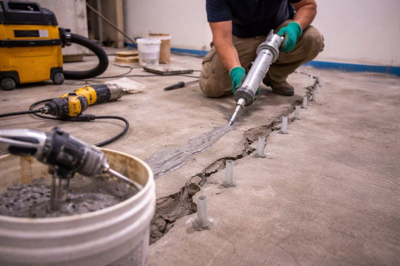 Cracked Basement Floor Repair in Taunton, MA