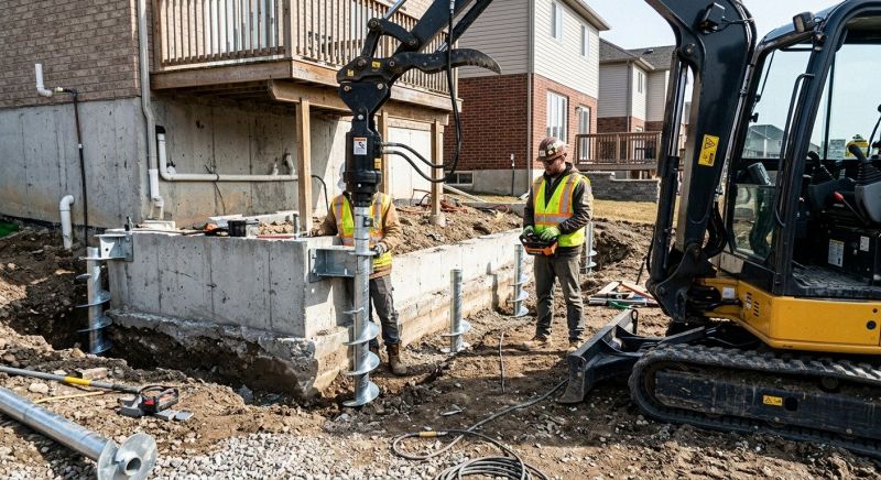 Helical Piers Installation in Taunton, MA