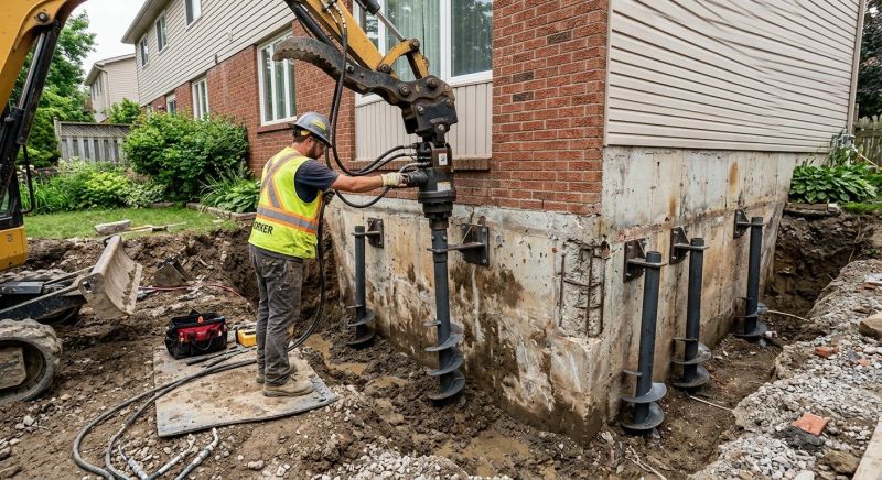 Helical Piers Installation in Taunton, MA