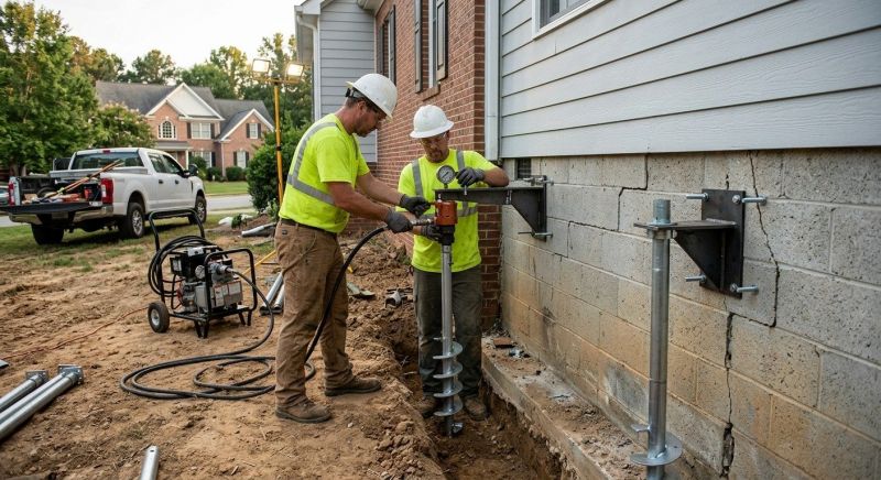 Helical Pile Installation in Taunton, MA