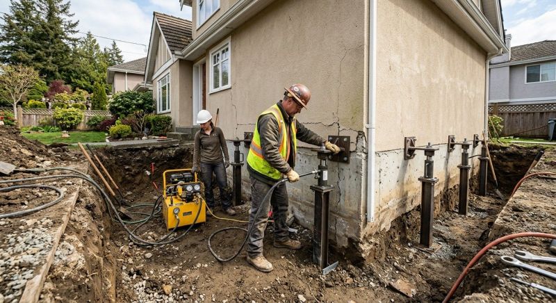 Sinking Foundation Repair in Hingham, MA
